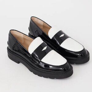Stuart Weitzman Parker Lift Black / White Loafer Size 7